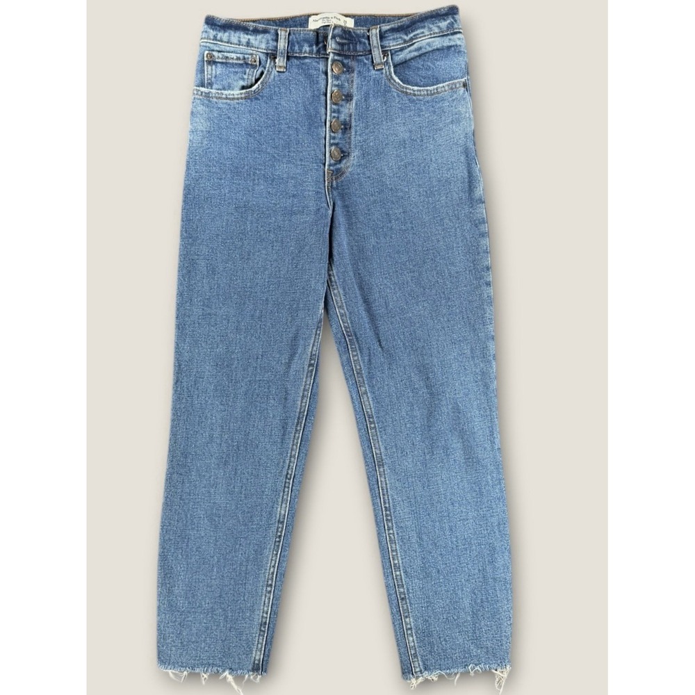 Abercrombie & Fitch The Mom High Rise Button Fly‎ Raw Edge Ankle Jeans 26/2S